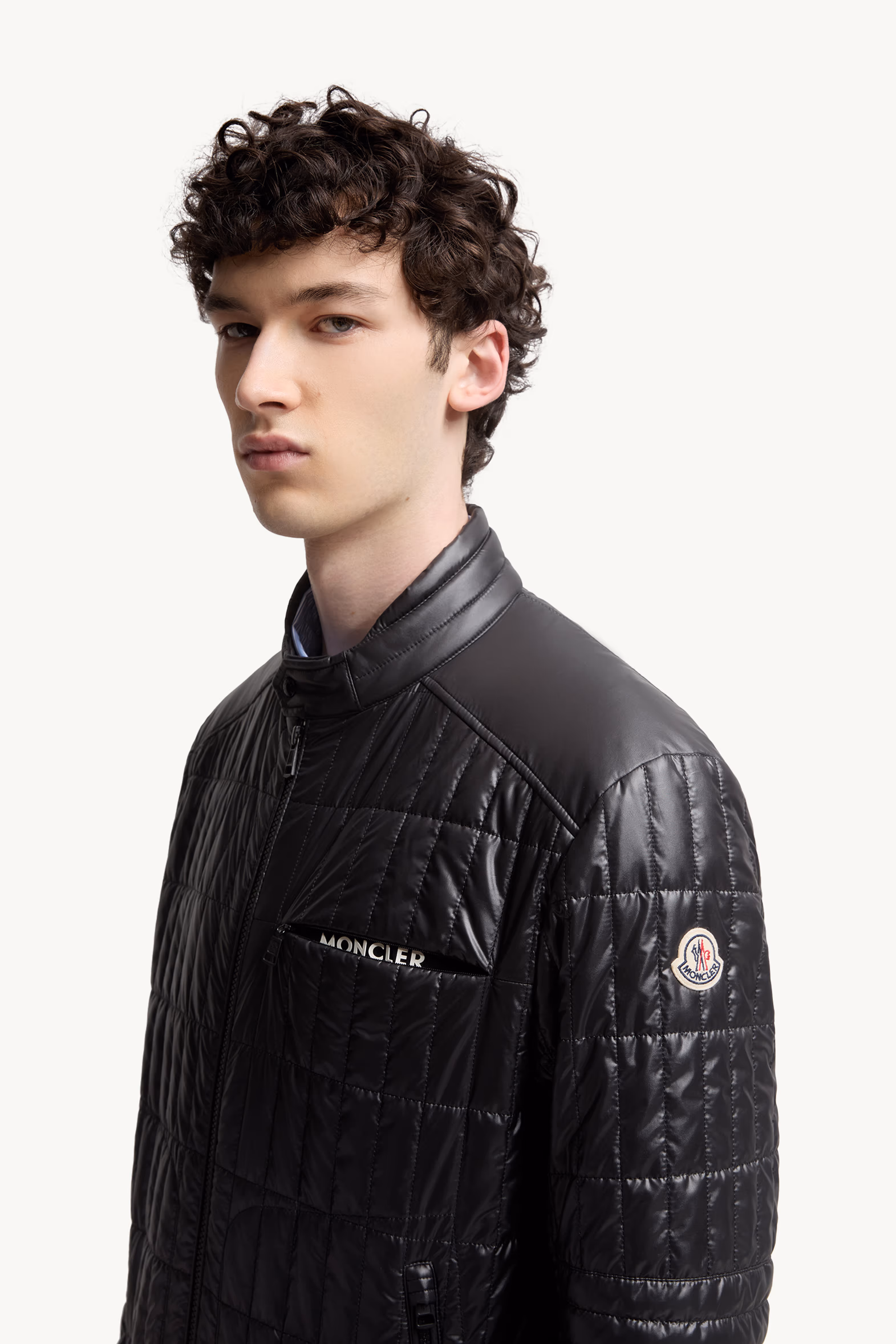 Lasne Vertical-Quilted Padded Biker Jacket Men Black Moncler 4